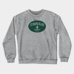 St Simons Island Georgia Sea Islands Anchor Dark Green Crewneck Sweatshirt